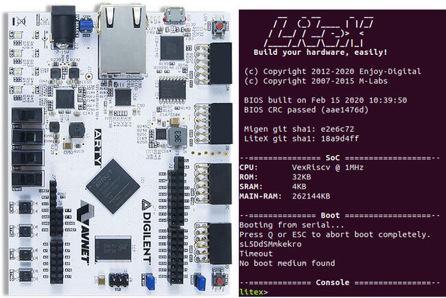 LiteX VexRiscv on Digilent Arty 35T Board