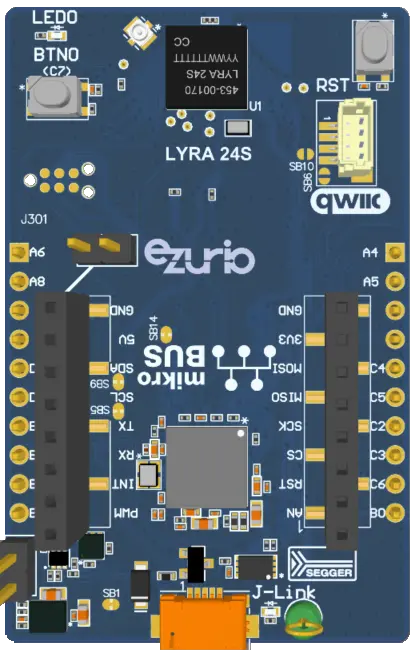 A picture of the Lyra 24 S10 DVK board