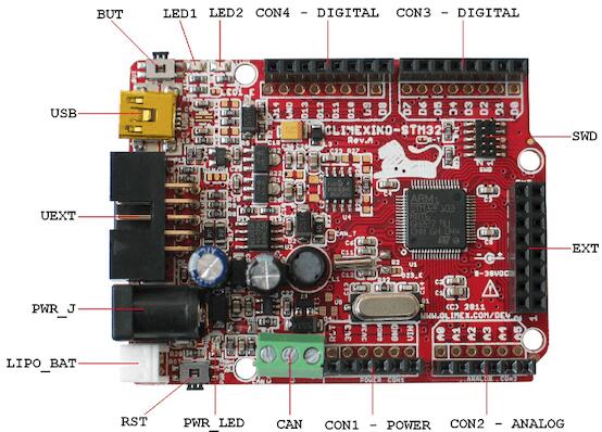 OLIMEXINO-STM32 connectors