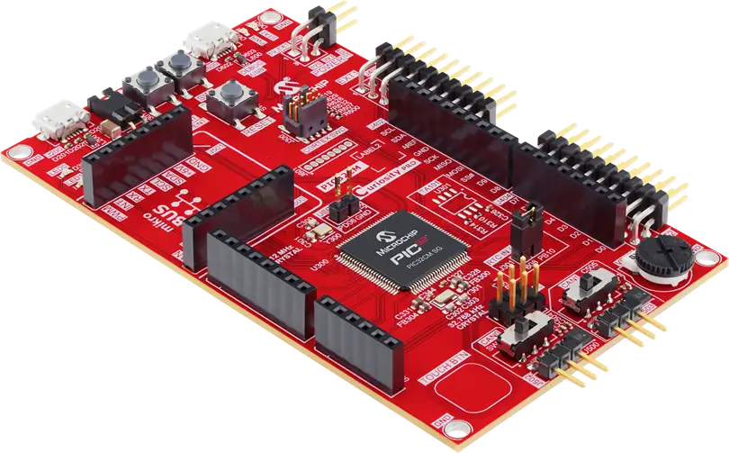 A picture of the PIC32CM SG00 Curiosity Pro board